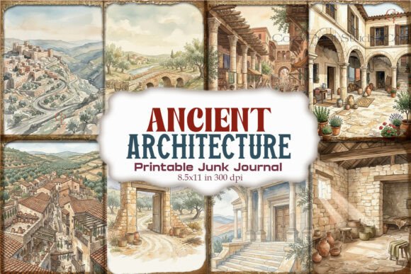 Ancient Architecture Junk Journal Paper