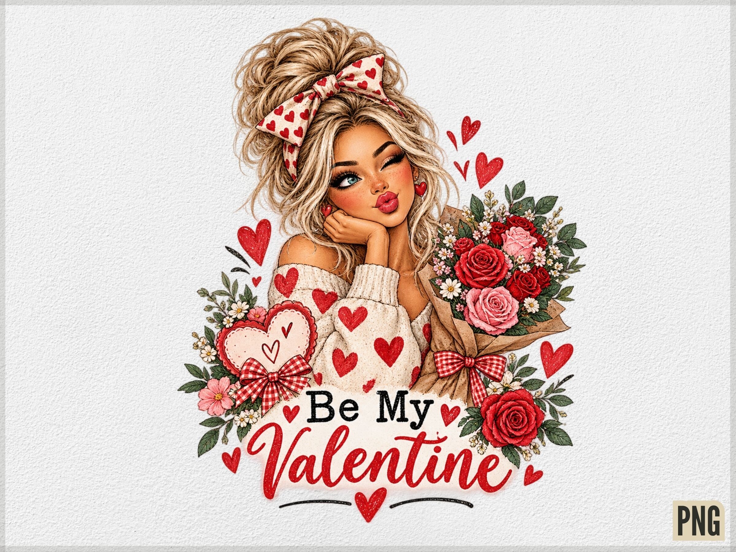 Be My Valentine Girl PNG, Cute Romantic