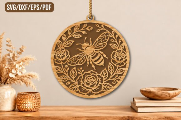 Bee Floral Round Wall Art