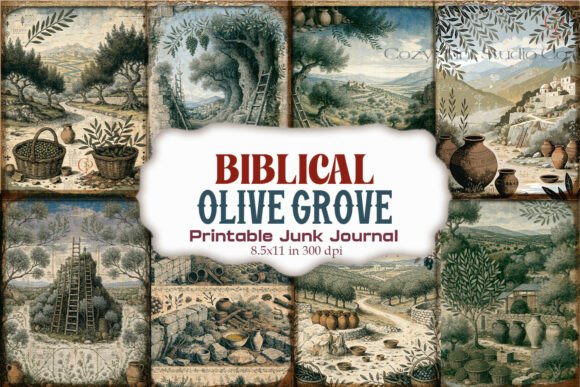 Biblical Olive Grove Junk Journal Paper
