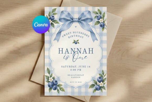 Blueberry Invitation Template Editable