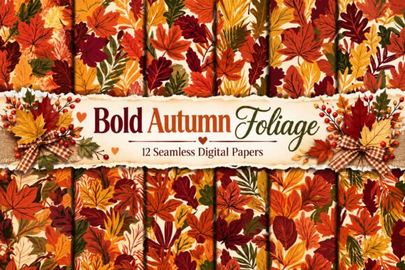 Bold Autumn Foliage Digital Papers