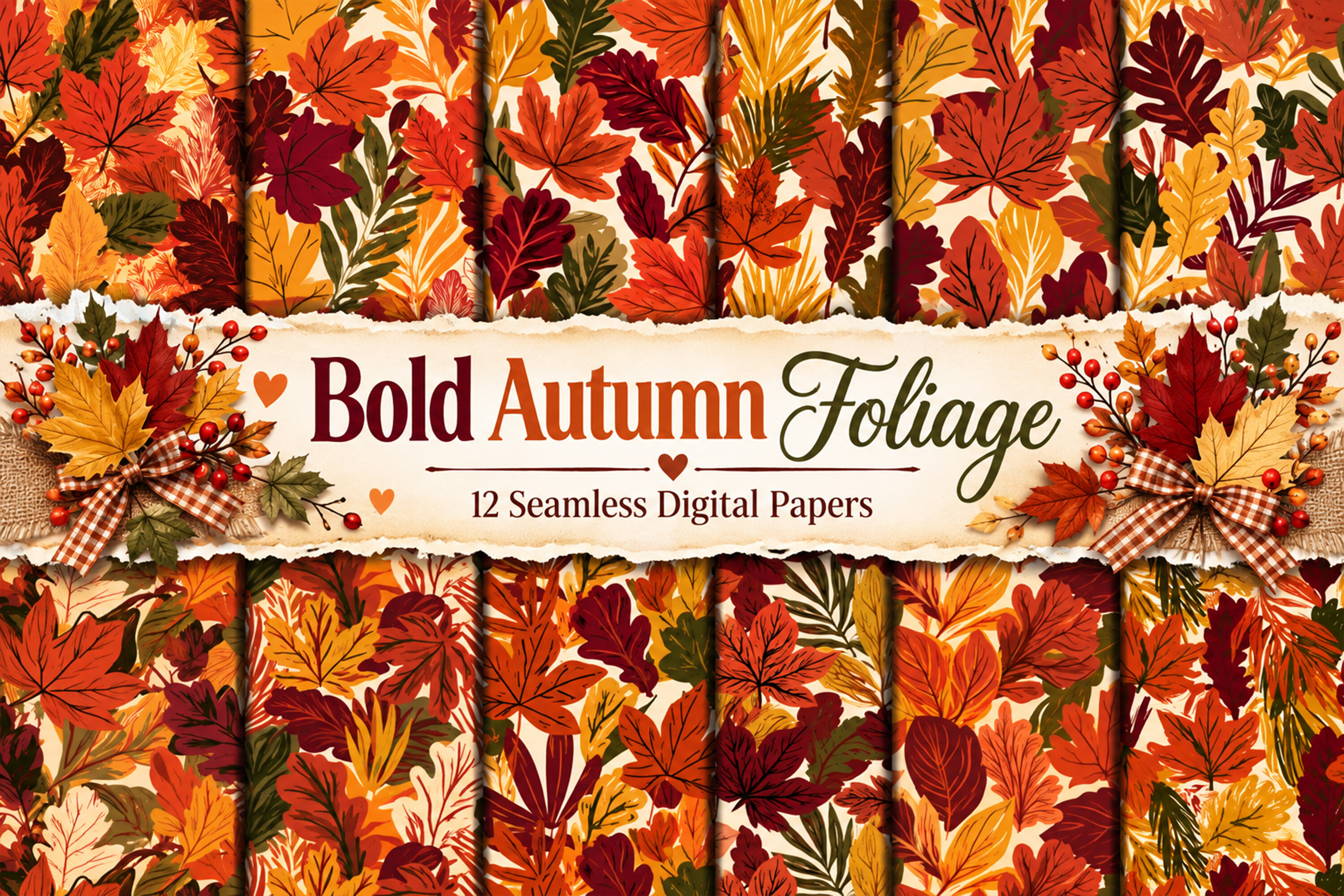 Bold Autumn Foliage Digital Papers
