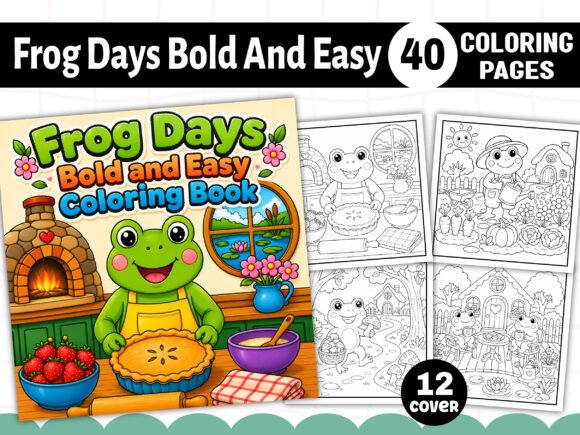 Bold and Easy Frog Days Coloring Book