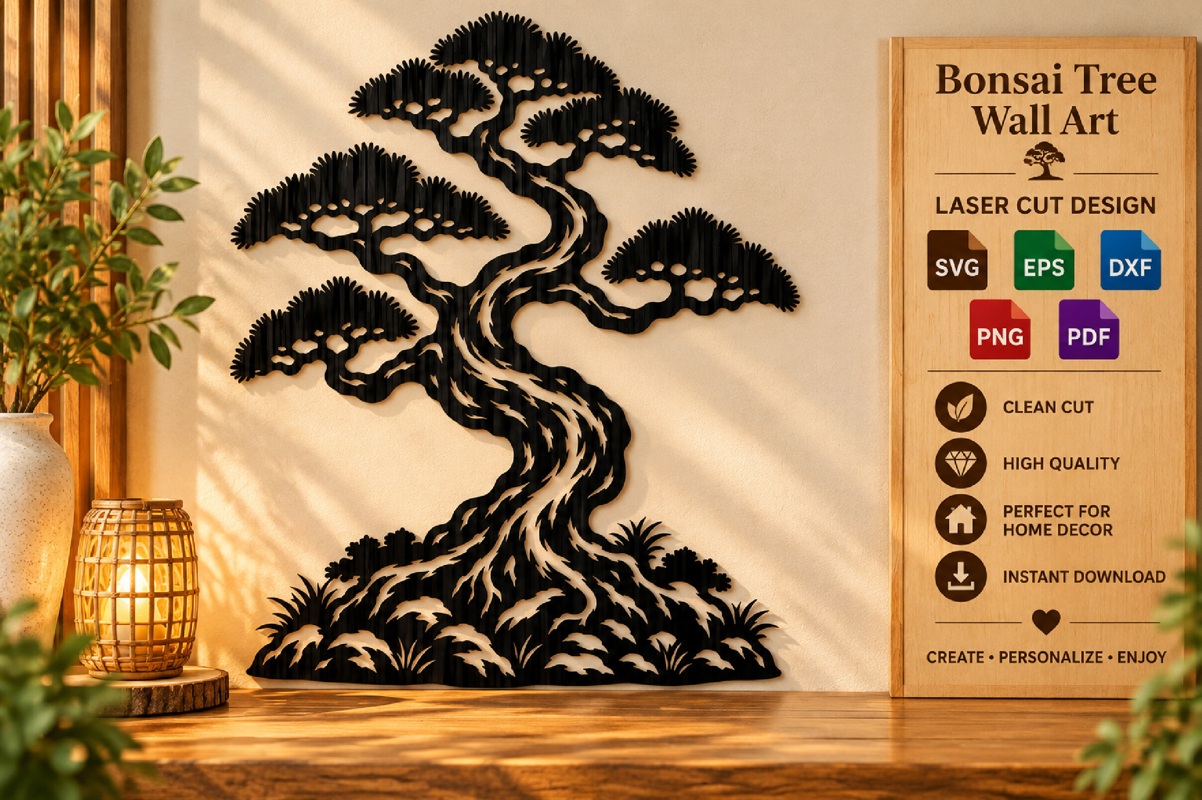 Bonsai Tree Wall Art SVG