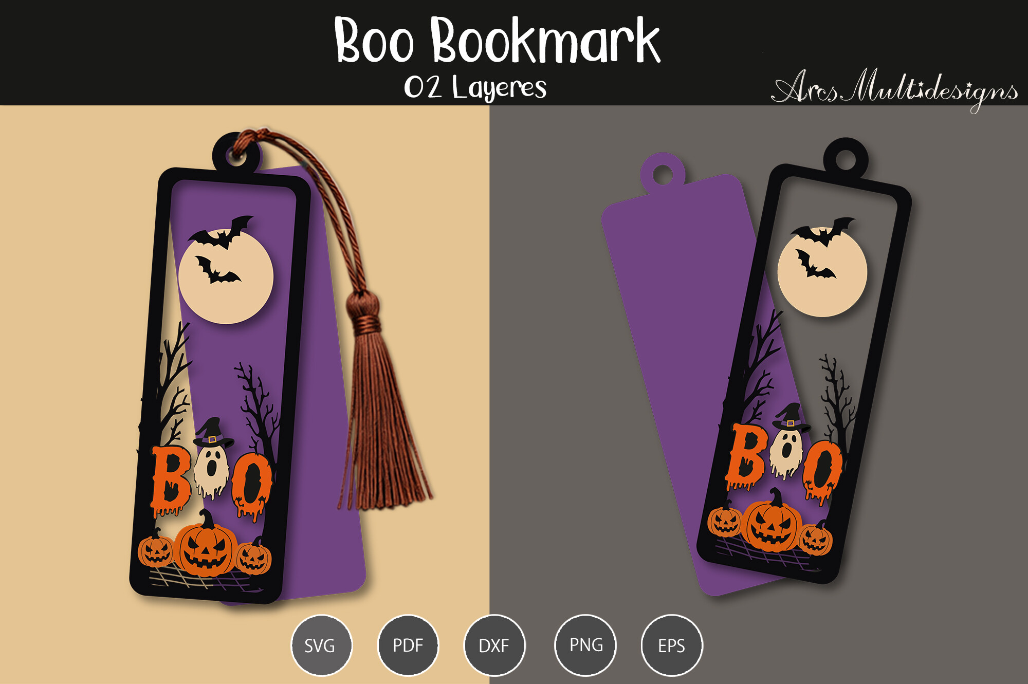 Boo Bookmark SVG Template