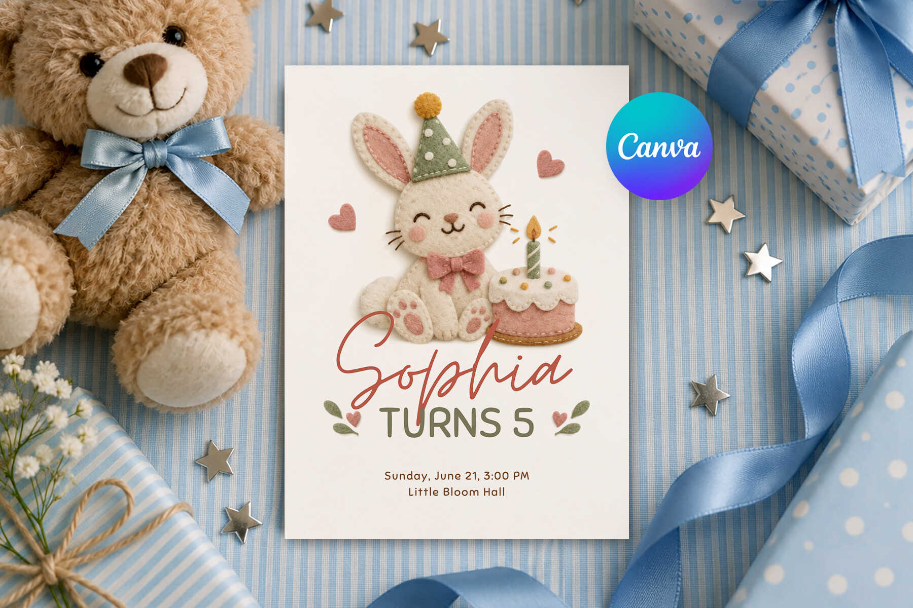 Bunny Birthday Invitation Template
