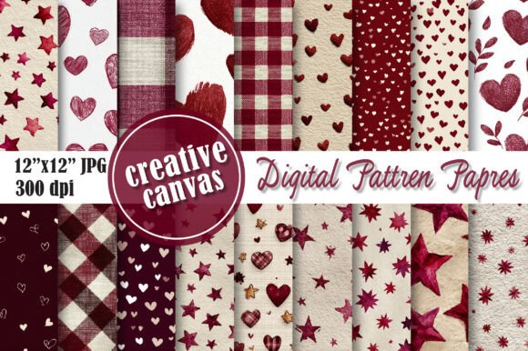 Burgundy Heart Love Seamless Pattern
