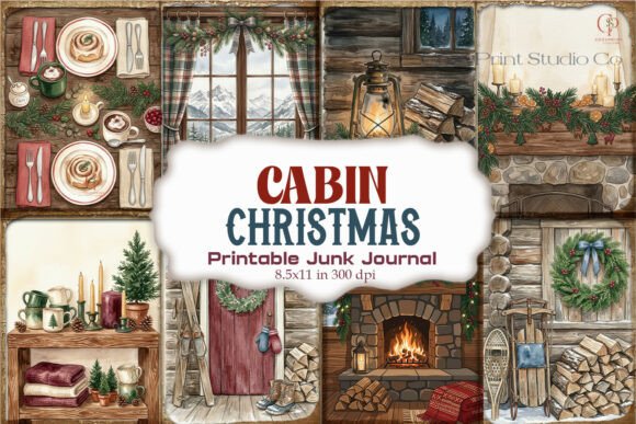 Cabin Christmas Junk Journal Paper