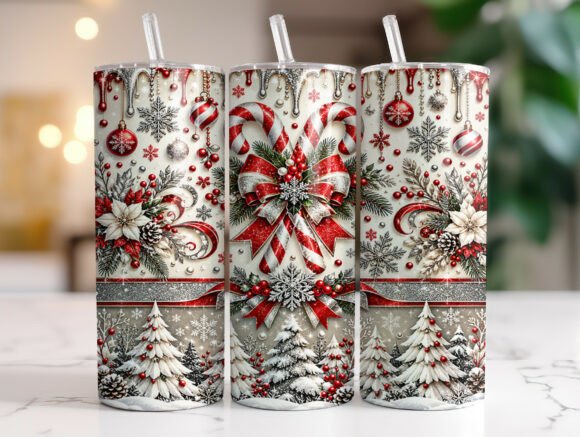 Candy Cane Christmas 20oz Tumbler Wrap