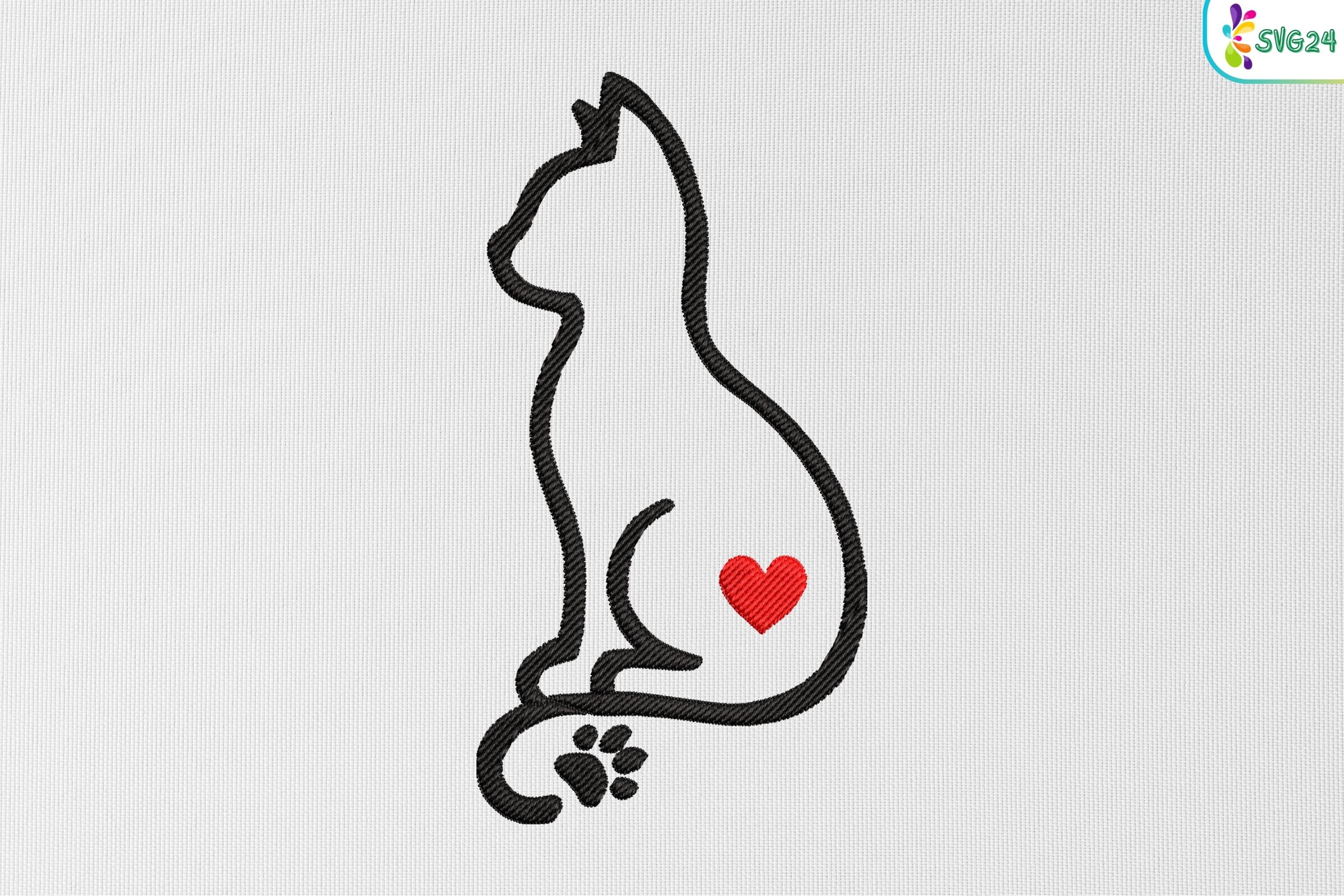 Cat Silhouette Heart
