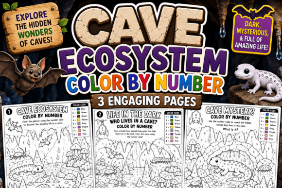 Cave Ecosystem Color by Number Pack