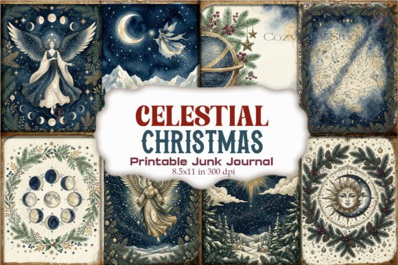 Celestial Christmas Junk Journal Paper