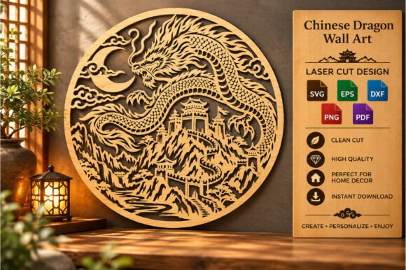 Chinese Dragon Great Wall Art SVG