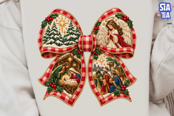 Christmas Bow Angel PNG Sublimation Desi
