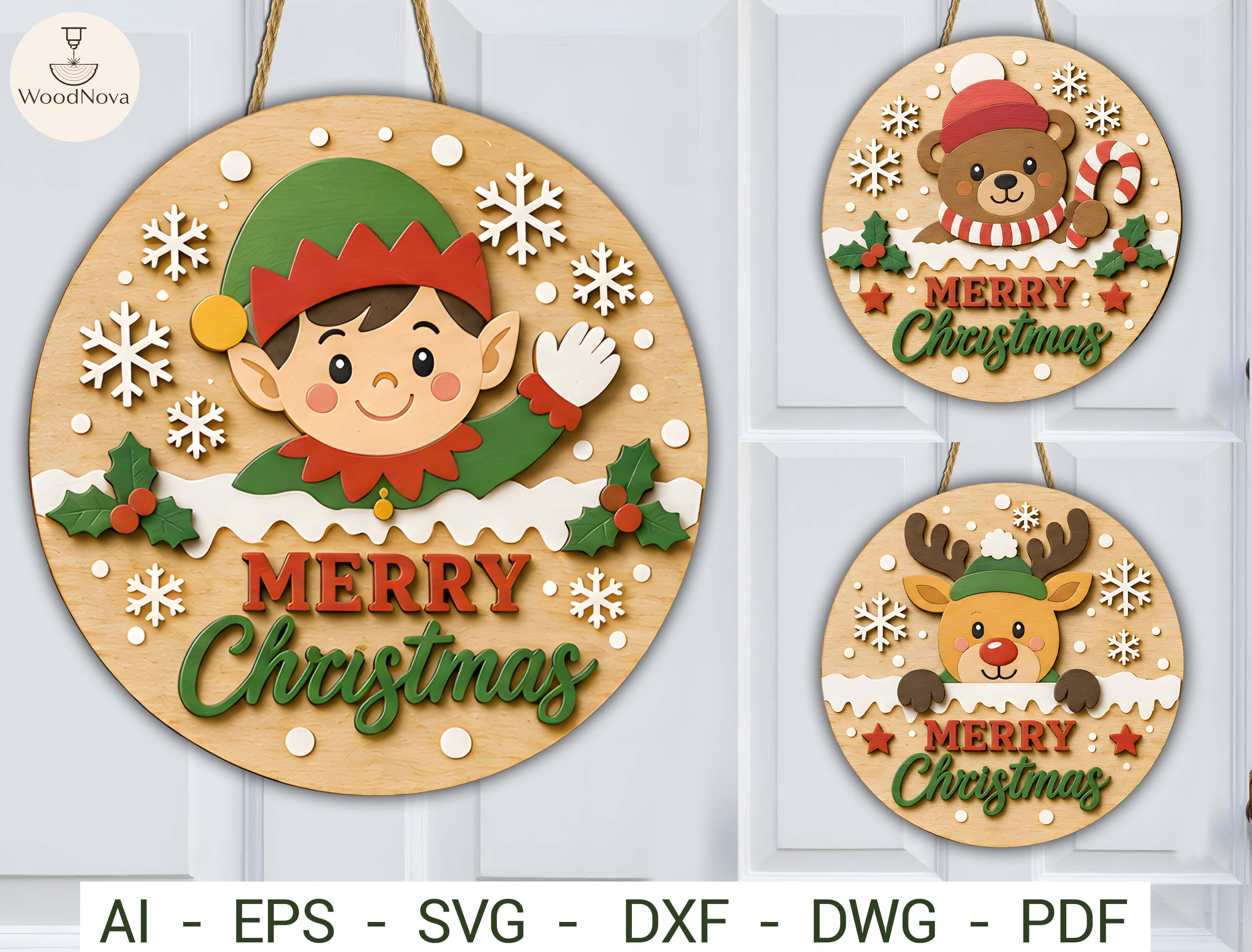 Christmas Door Hanger SVG Bundle