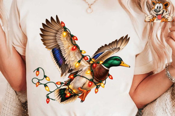 Christmas Duck with Lights PNG Sublimati