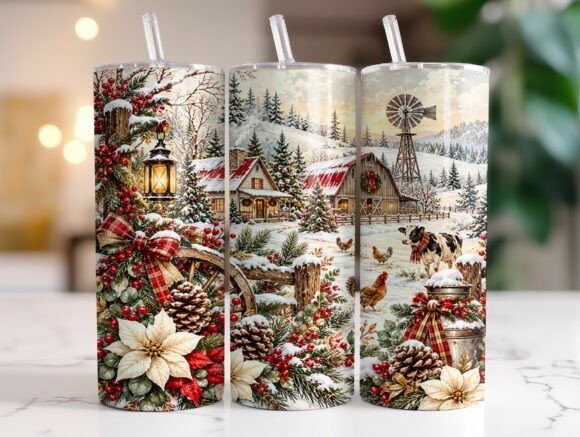 Christmas Farmhouse 20oz Tumbler Wrap