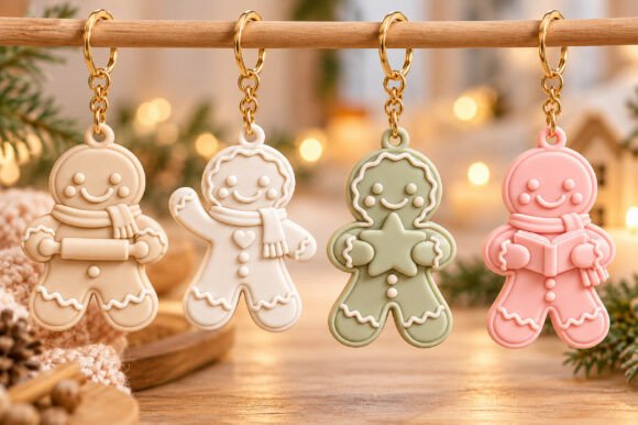 Christmas Gingerbread Man Keychain STL – Multi-Color 3D Print File - Image 3