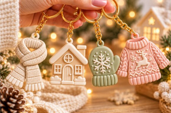 Christmas Keyring 3D STL Bundle – 4 Winter Keychain Designs for 3D Printing - Image 2