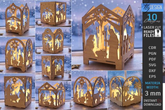 Christmas Night Light Laser Cut Bundle (Design 2) laser cut file