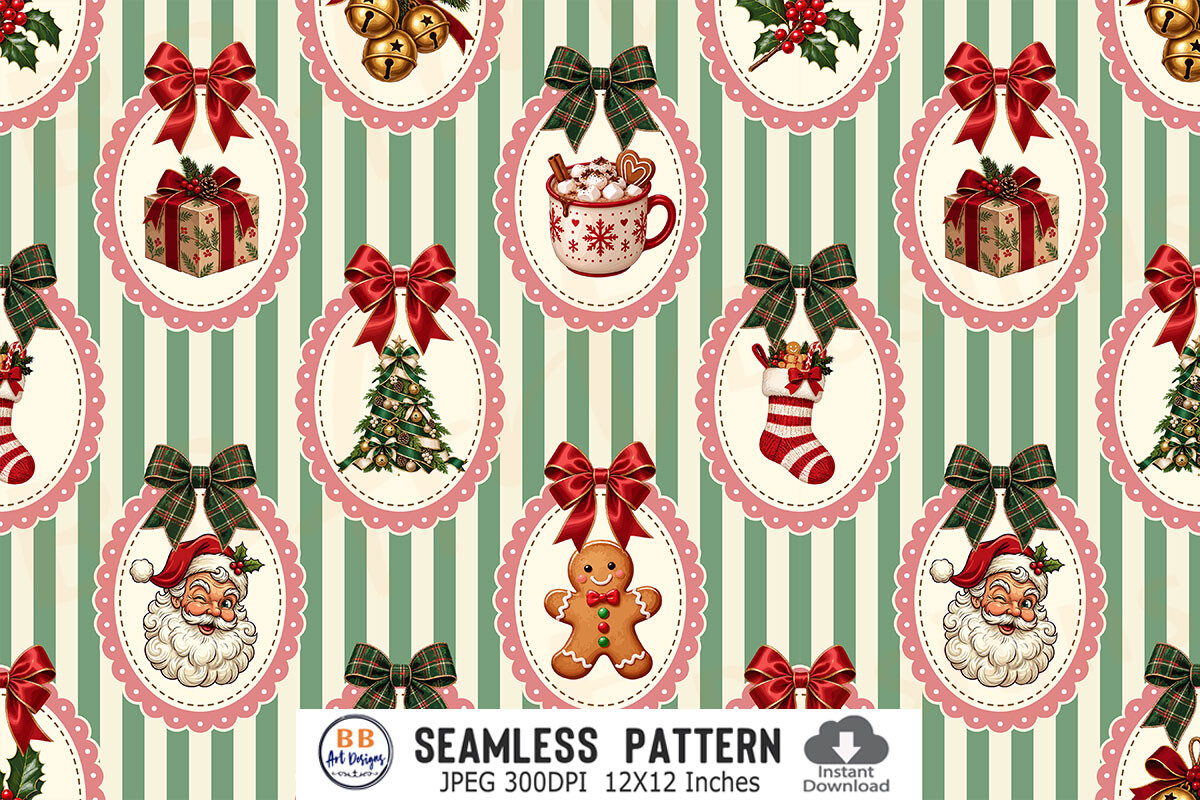 Christmas Pattern Frame Stripes Paper