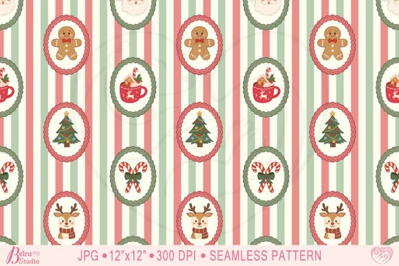 Christmas Pattern Frame Stripes Paper