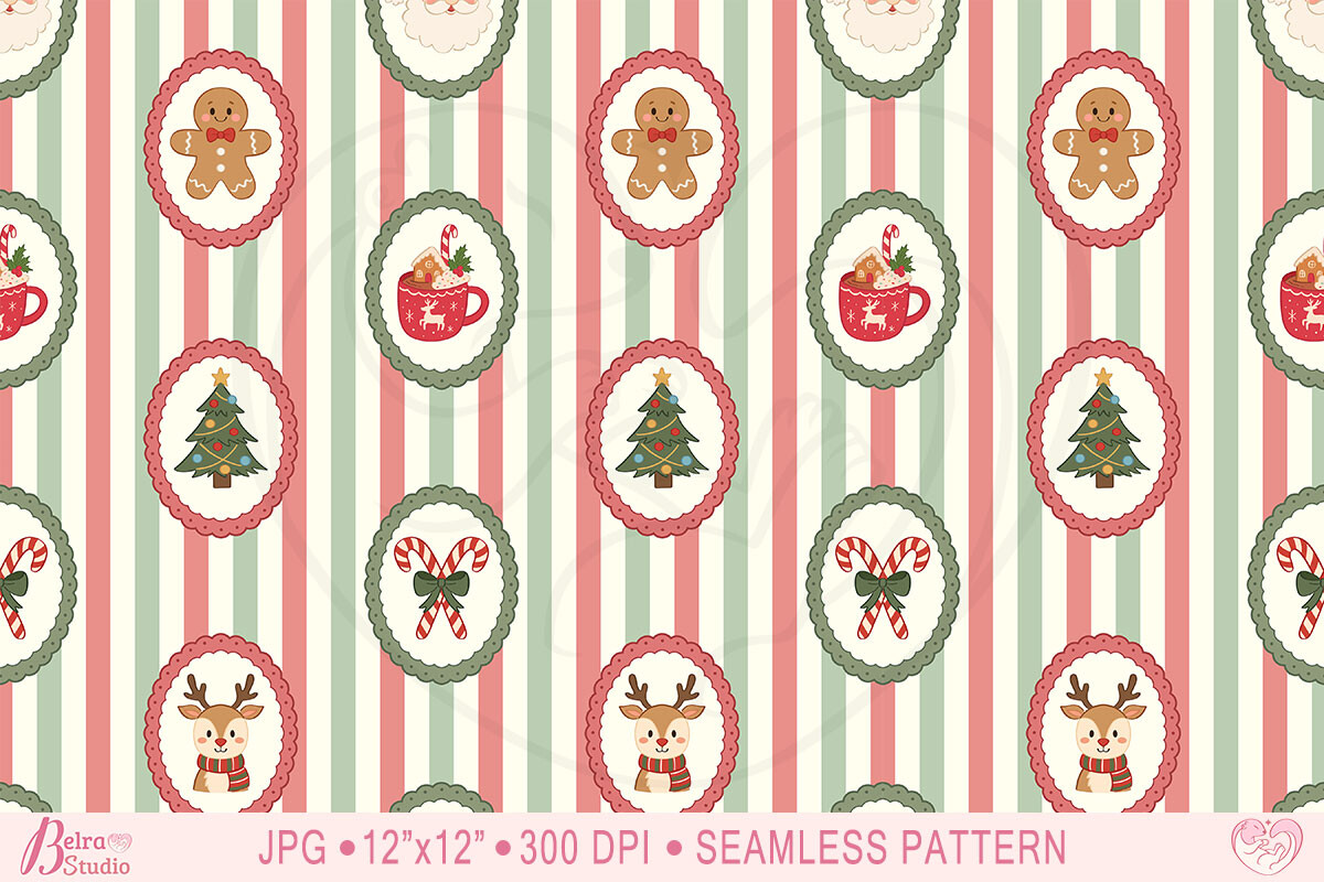 Christmas Pattern Frame Stripes Paper