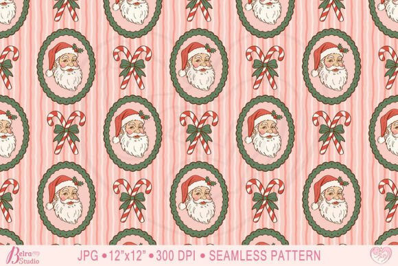 Christmas Pattern Santa Frame Stripes