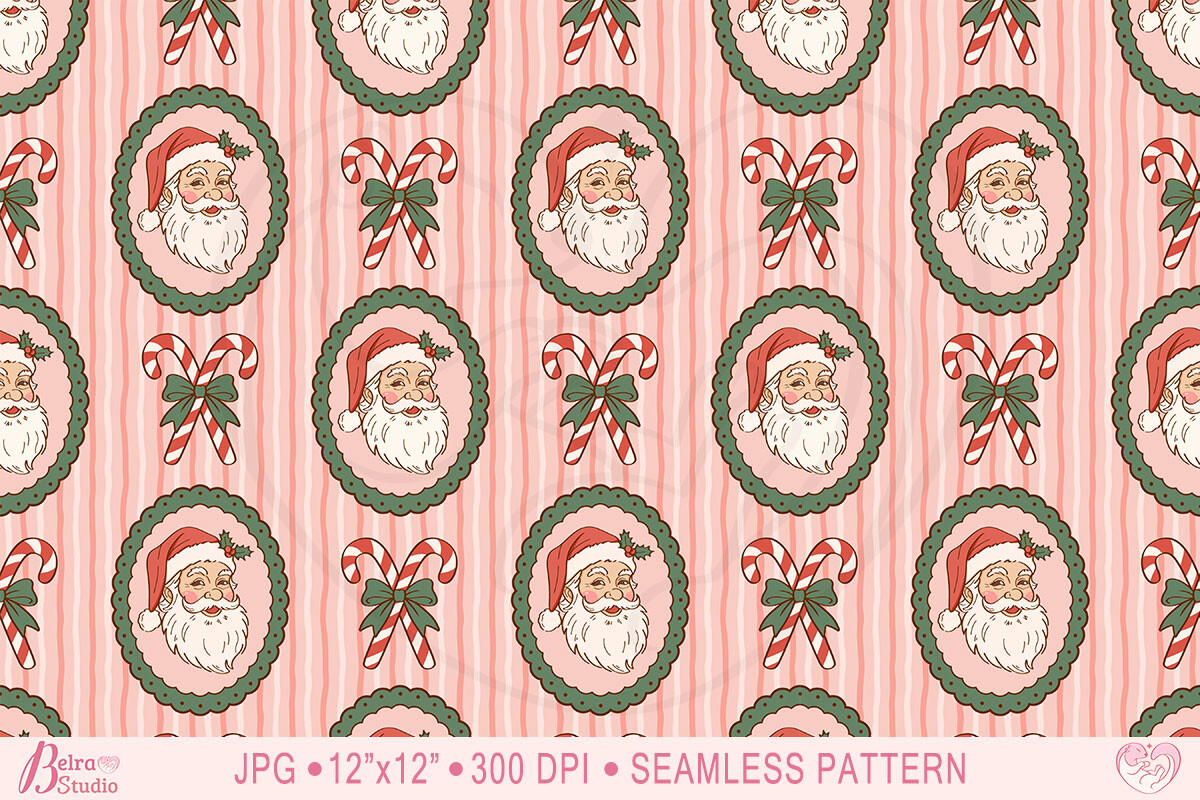 Christmas Pattern Santa Frame Stripes