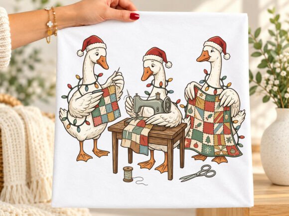 Christmas Quilting Sewing Goose PNG