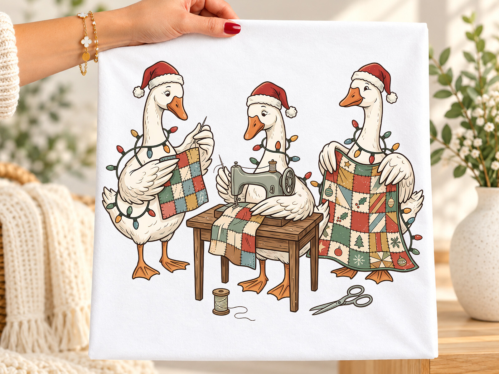Christmas Quilting Sewing Goose PNG