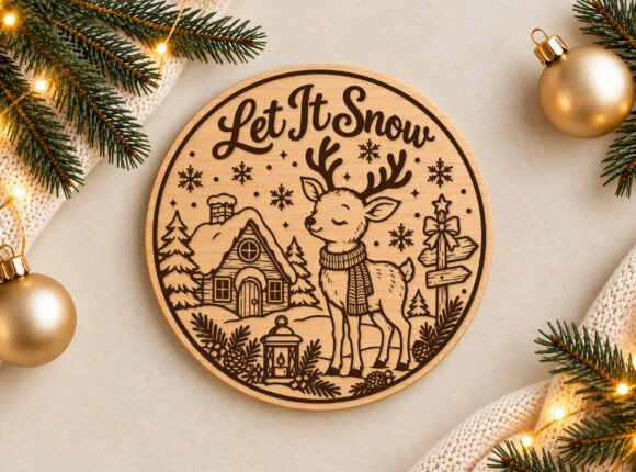 Christmas Reindeer Village Ornament SVG