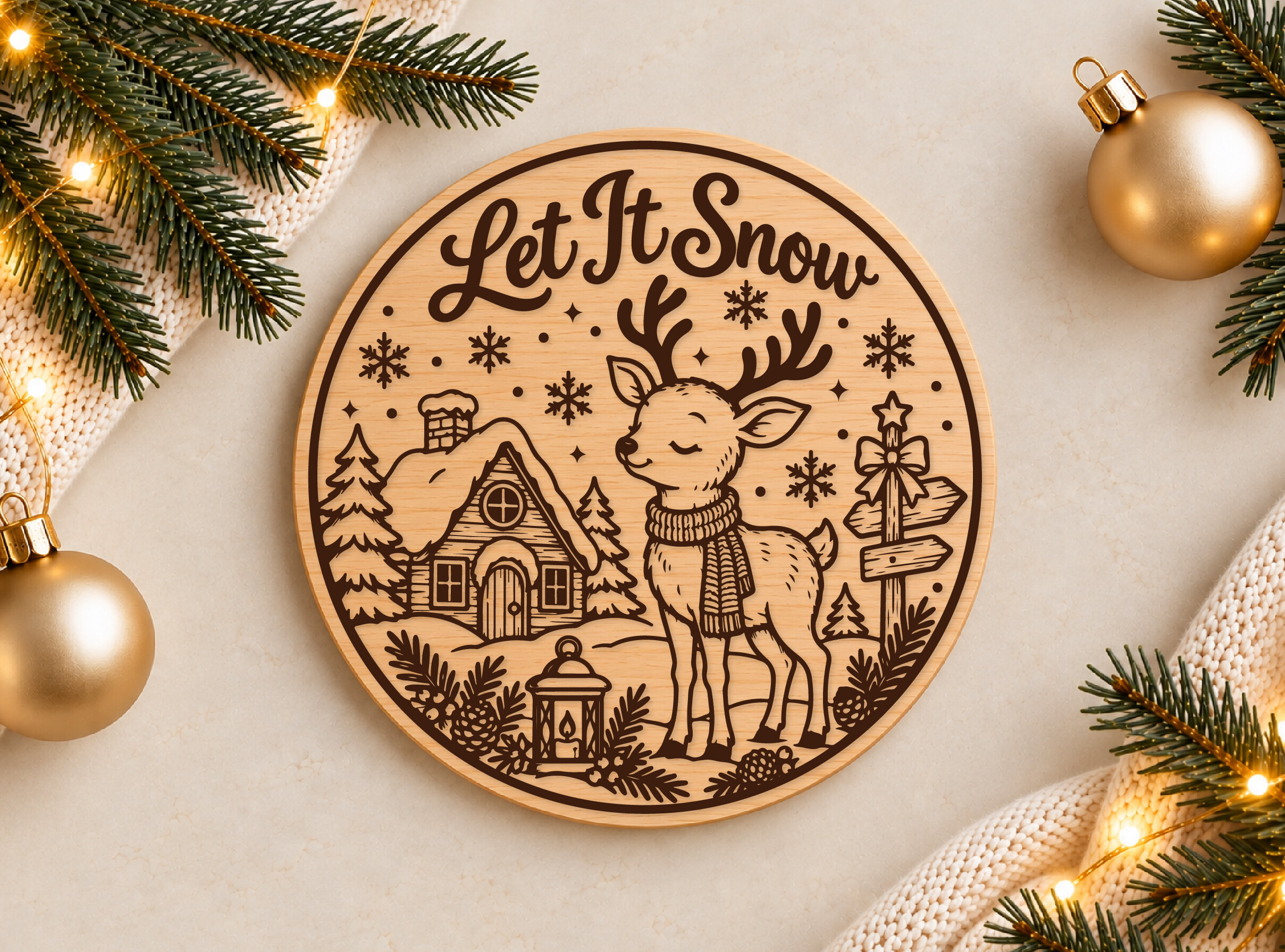 Christmas Reindeer Village Ornament SVG