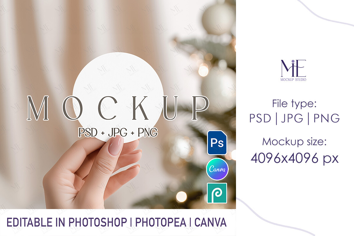 Christmas Round Sticker Mockup Holiday Graphic by Mie Mockup Studio ...