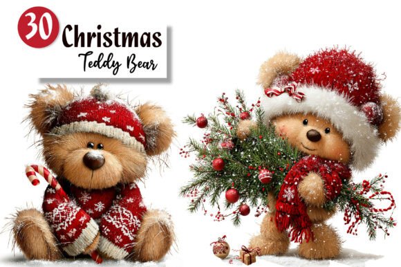 Christmas Teddy Bear Clipart Bundle