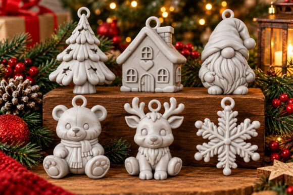 Christmas Tree Ornament Collection STL – 6 Festive 3D Print Files - Image 3
