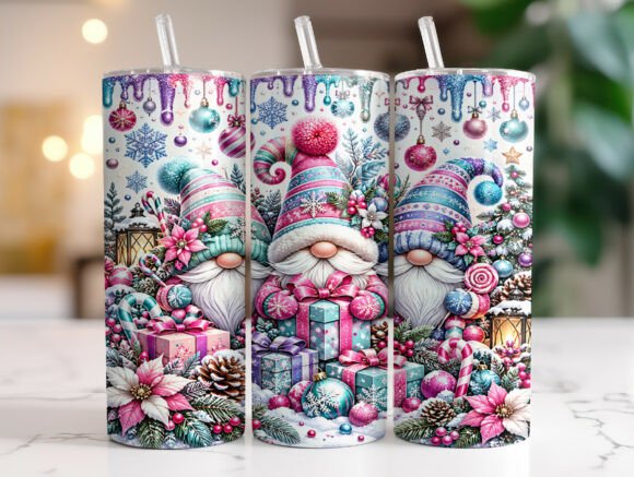 Colorful Gnomes Christmas Tumbler Wrap