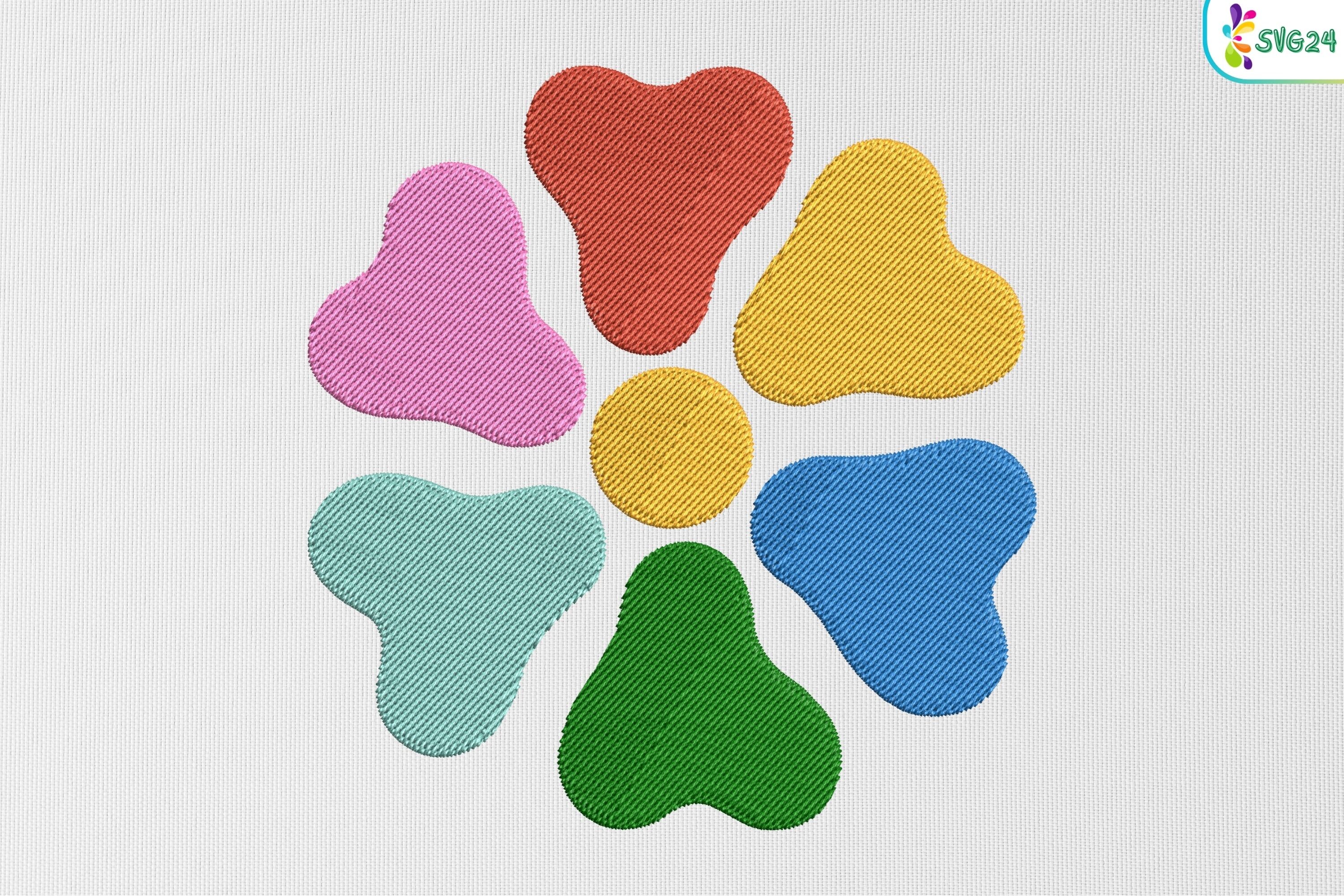Colorful Paw Print Flower