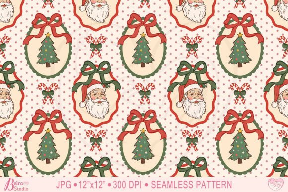 Coquette Christmas Pattern Santa Frames