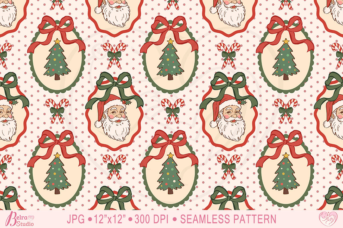 Coquette Christmas Pattern Santa Frames