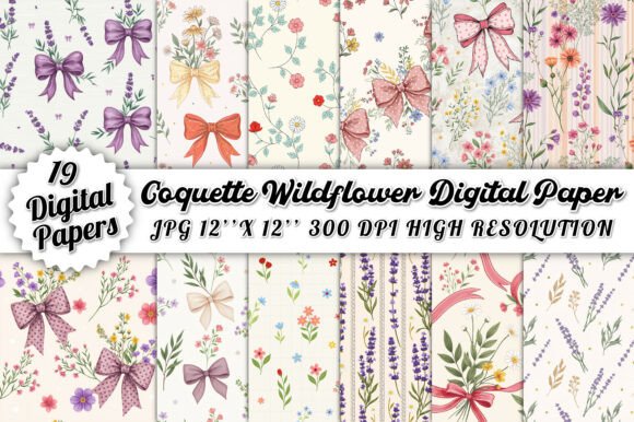 Coquette Wildflower Digital Paper Bundle