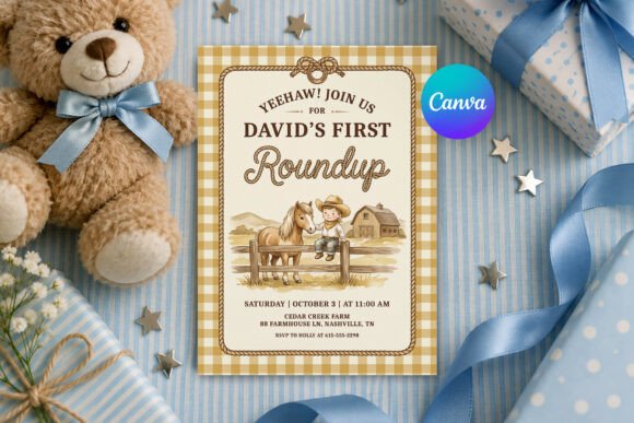 Cowboy Roundup Birthday Invitation Canva