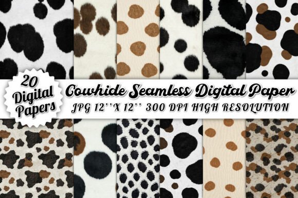 Cowhide Seamless Digital Paper Bundle