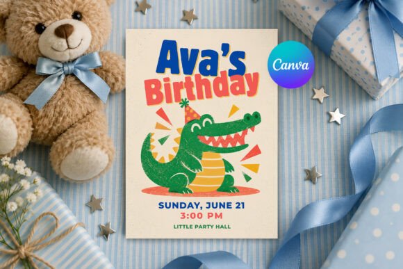 Crocodile Birthday Invitation Template