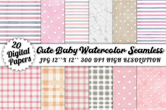 Cute Baby Watercolor Seamless Digital Pa