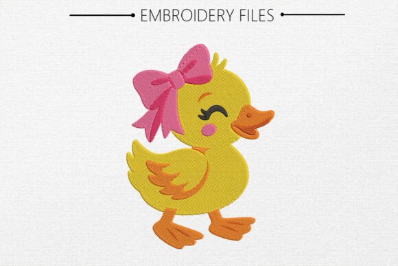 Cute Duck with Flowers Embroidery Design