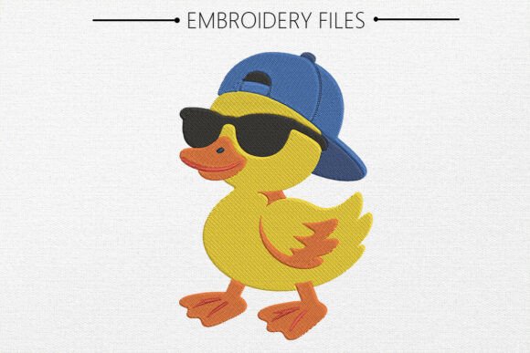 Cute Duck with Flowers Embroidery Design