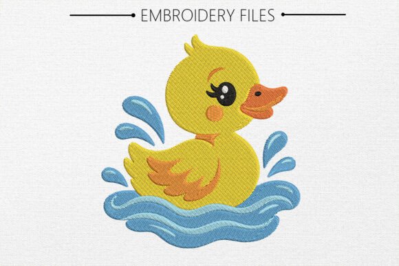 Cute Duck with Flowers Embroidery Design