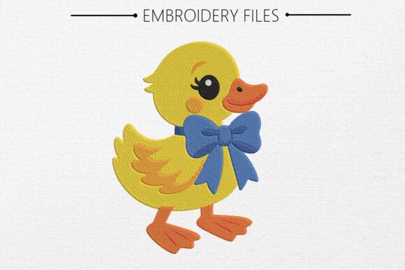 Cute Duck with Bow Embroidery Design